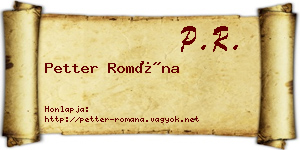 Petter Romána névjegykártya